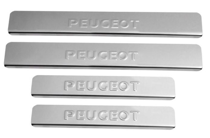 Накладки внутренних порогов PEUGEOT 3008 (2016->) , штамп PEUGEOT (нерж. сталь) (к-т 4 шт.) NPS-090