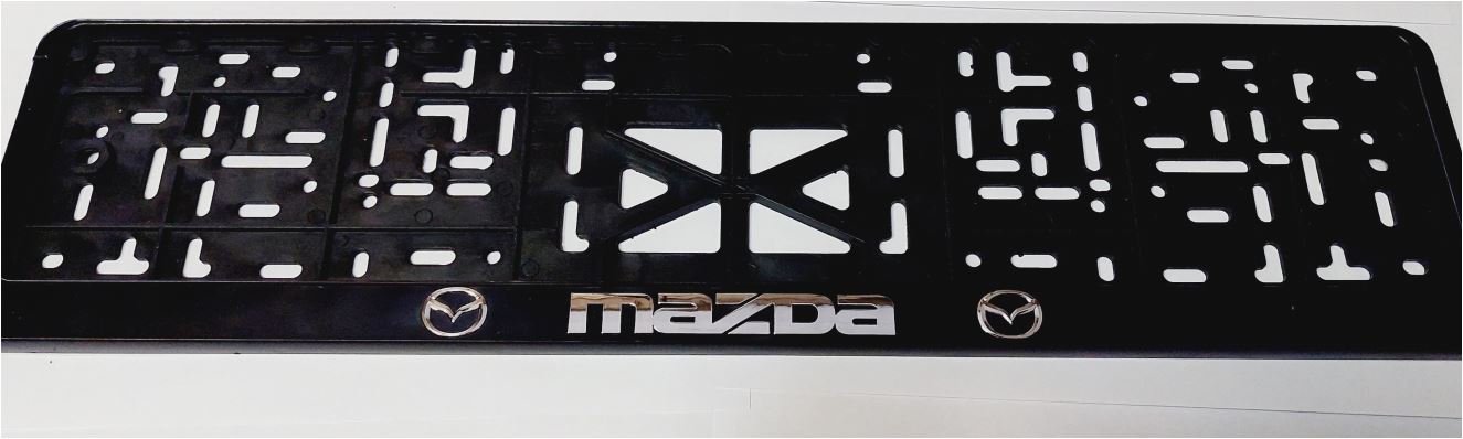 Рамка номера пластик с защелкой рельеф MAZDA серебро 112/1-STD-MZ