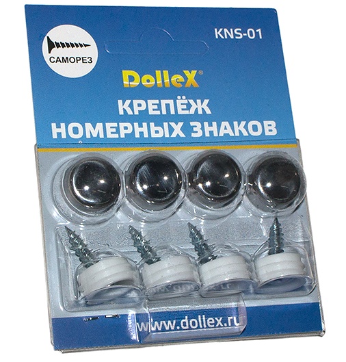 Болты номера саморез с заглушкой-колпачком хром (к-т 4 шт.) DolleX KNS-01