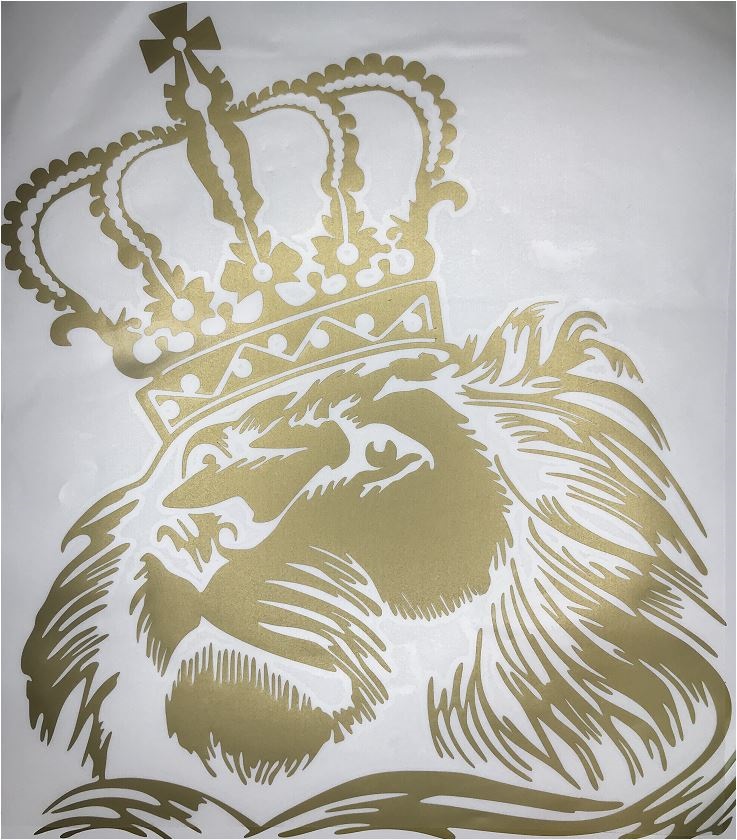 Наклейка (вырезанная) "Лев корона (царь)" (13,5х15 см) золото, шт.