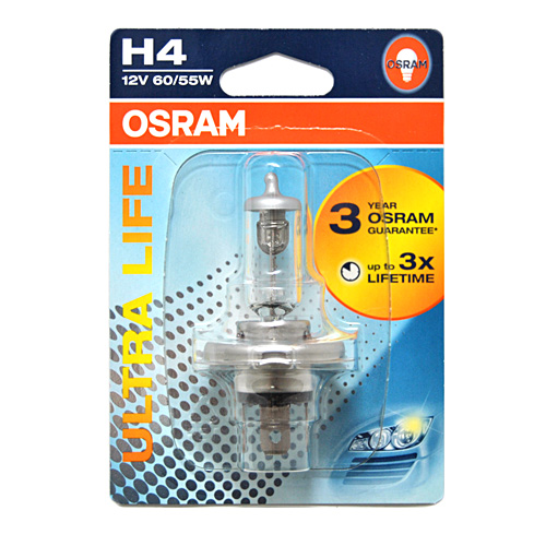 Автолампа H4 (60/55) P43t-38 ULTRA LIFE (блистер) 12V OSRAM /1/10