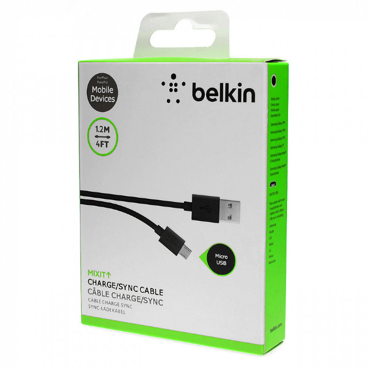 Кабель  для зарядки "BELKIN", черное, 1,2метра, micro USB