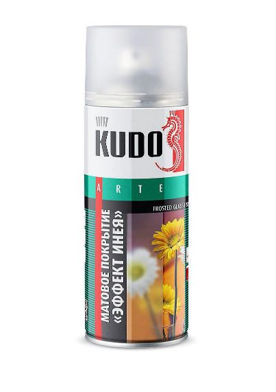 Декоративное покрытие для стекла KUDO "Эффект инея" (520 мл) аэрозоль, голубое, матовое (KU-9032)