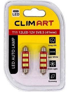 Лампа автомобильная светодиодная CLIM ART T11 12LED 12V SV8.5 (C5W/41mm) /к-т 2шт