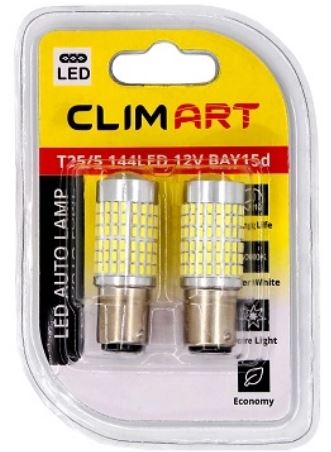 Лампа автомобильная светодиодная CLIM ART T25/5 144LED 12V BAY15d (P21/5W) /к-т 2шт