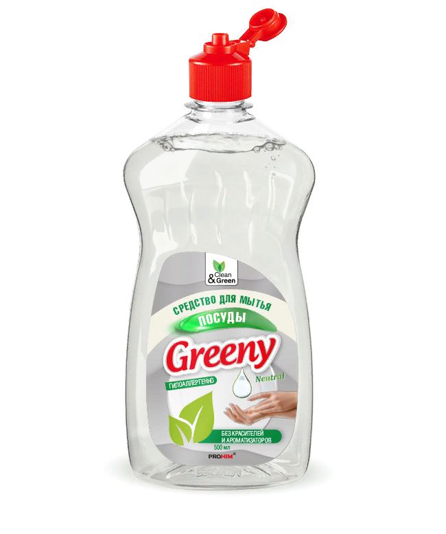 Cредство для мытья посуды "Greeny" нейтральное 500 мл. Clean&Green CG8070 1/12/