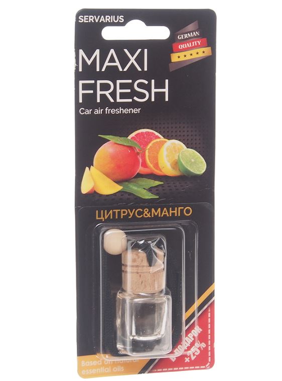 Ароматизатор подвесной дерев.кр. MAXI FRESH HMF-28 (цитрус и манго) жидкостный 5мл /1/64