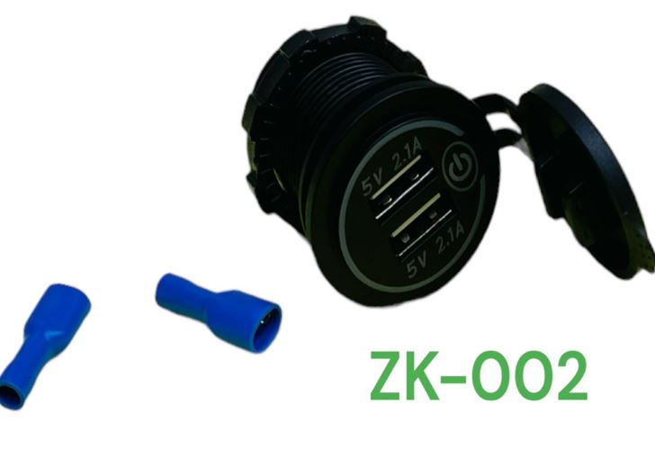 Разъем врезные в авто 12V-24V 2USB кнопка вкл 3.0 ZK-002 /1/400/