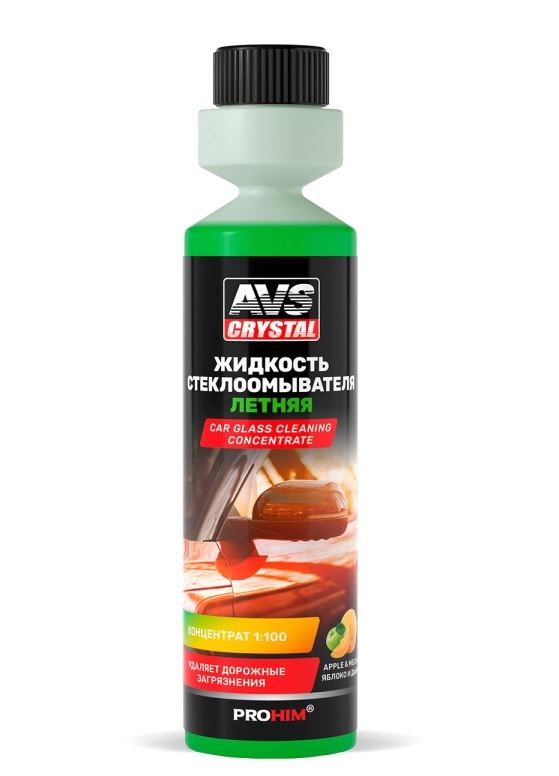 Жидкость стеклоомывателя летняя (концентрат 1:100) "Яблоко-дыня" 250 мл. AVS AVK-840 /1/15/