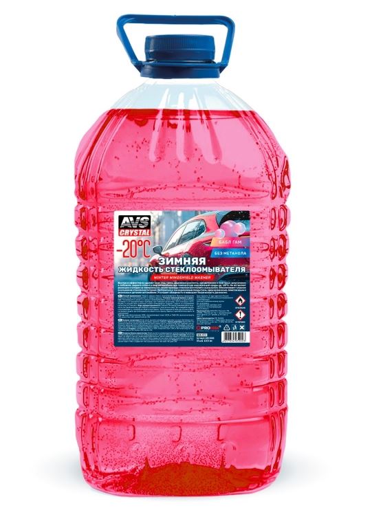 Зимняя жидкость стеклоомывателя "BubbleGum/Бабл гам" -20С (ПЭТ) 4 л AVS AVK-972, шт