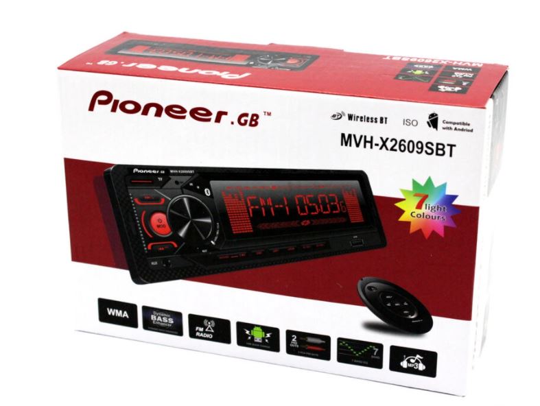 А/маг.  "Pioneer GB" MVH2609SBT блютуз, пульт, 7 цветов