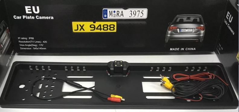 Рамка заднего номерного знака  JX948816LED БЕЛЫЙ пластик с камерой заднего вида и подсветкой 16LED  