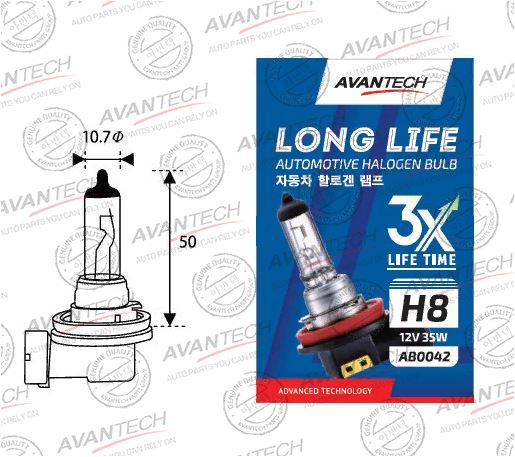 Автолампа H8 12V 35W LONG LIFE AVANTECH