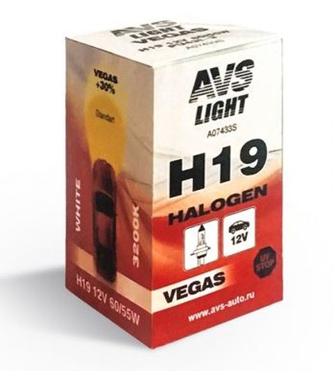 Автолампа галогенная AVS Vegas H19.12V.60/55W (1 шт.)
