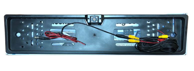Рамка заднего номерного знака EK-20 Black пластик с камерой заднего (кабели подключения к LED или ЖК