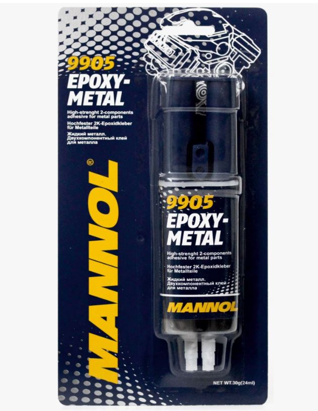 Клей эпоксидный метал MANNOL 30г 24мл 9905 /1/12/144/
