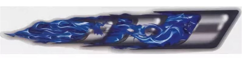 Наклейка  брызги "Череп-огонь №1 синий" (5х25 см) полноцветная, (комплект 2 шт., компл