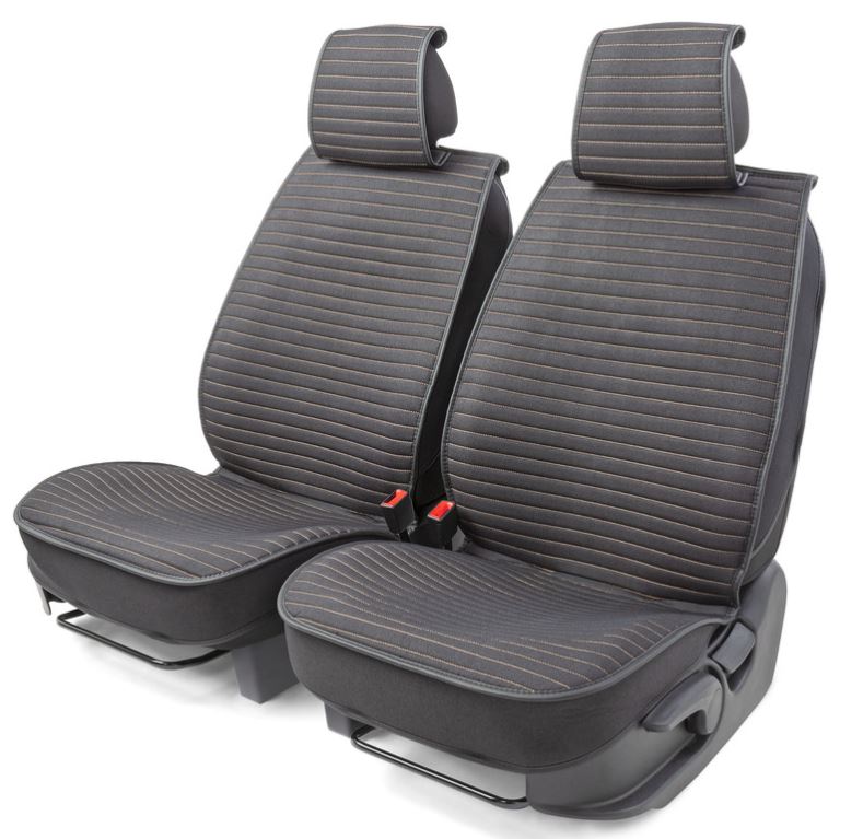 Каркасные накидки на передние сиденья Car Performance, 2 шт. материал fiberflax (лен) чёрн./бежевый 