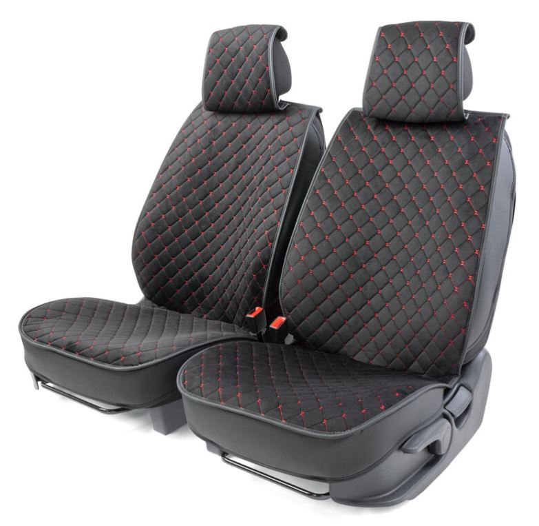 Каркасные накидки на передние сиденья Car Performance, 2 шт. материал алькантара,  чёрн./красный CUS