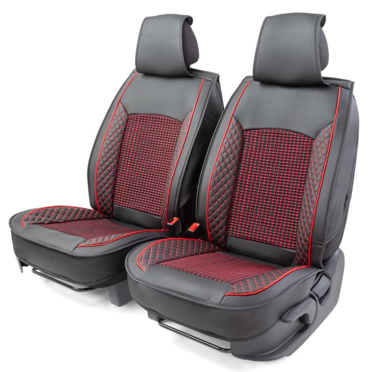 Каркасные накидки на передние сиденья Car Performance, 2 шт. материал Экокожа  чёрн./красный CUS-210
