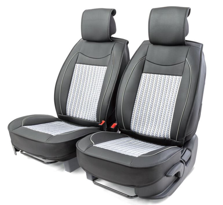 Каркасные накидки на передние сиденья Car Performance, 2 шт. материал Экокожа,  чёрн./серый CUS-2072