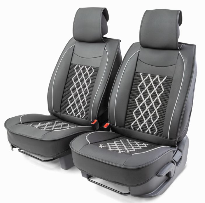 Каркасные накидки на передние сиденья Car Performance, 2 шт. материал Экокожа, чёрн./серый CUS-2092 
