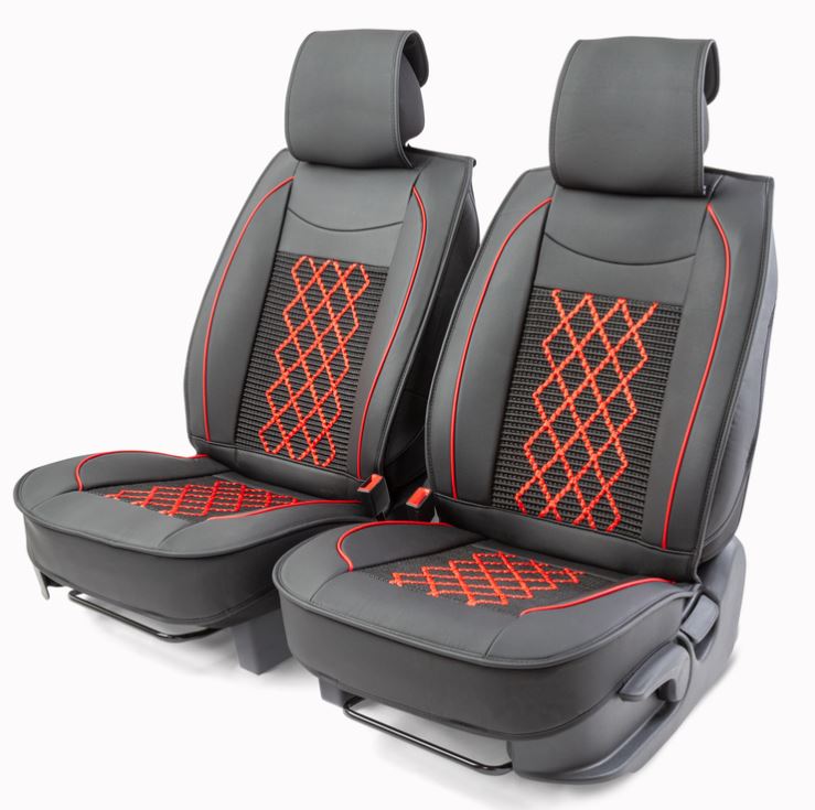 Каркасные накидки на передние сиденья Car Performance, 2 шт. материал Экокожа,  чёрн./красный CUS-20