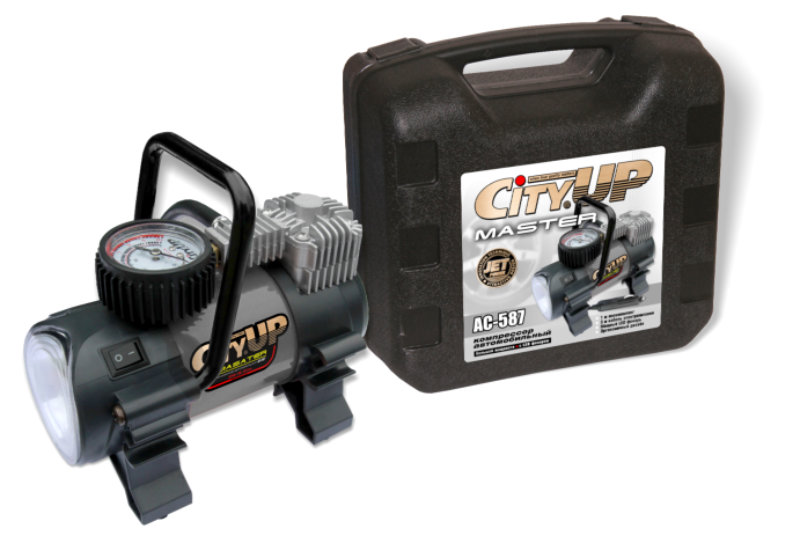 Компрессор 35л/мин 180W CityUP Master с фонарем 10Атм,  АС-587 /1/6/