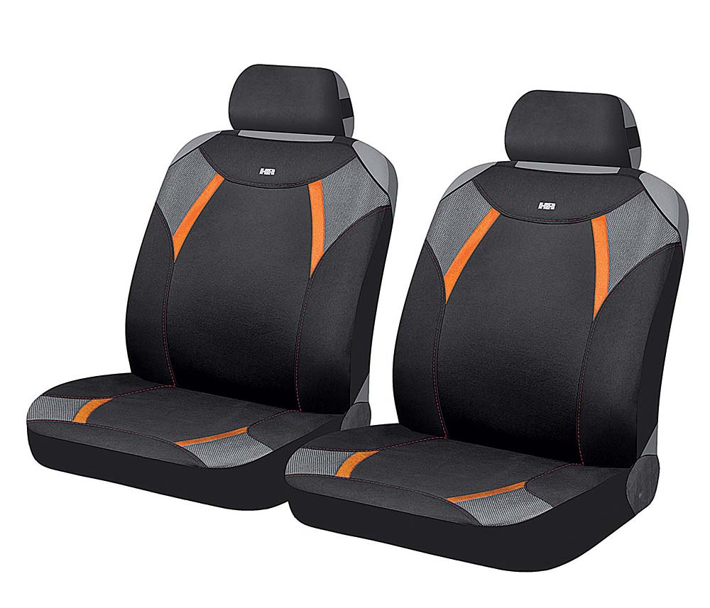 Накидки на сиденье HR «VIPER GLOSSY FRONT» фронт, 21369, черный/оранжевый/серый