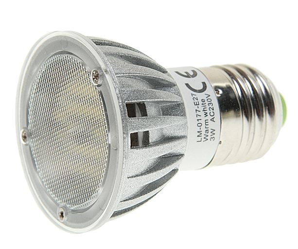 Лампа светодиодная LM-0177-E27 WARM WHITE 48 SMD LED 3W=30W угол освещения 120° (66мм, Ø50мм) 170-24