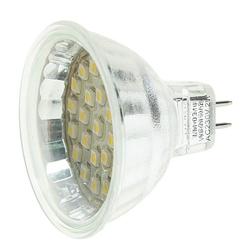 Лампа светодиодная LM-0216-MR16 WARM WHITE 24 SMD LED 2W=20W угол освещения 120° (49мм, Ø50мм) 170-2