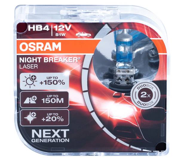 Автолампа HB4 (51) P22d+150% NIGHT BREAKER LASER 3950K 12V OSRAM /1/10