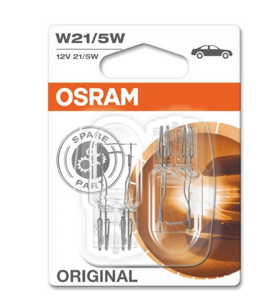 Автолампа W21/5W (W3*16q) (блистер, 2шт) 12V OSRAM /1/10/50