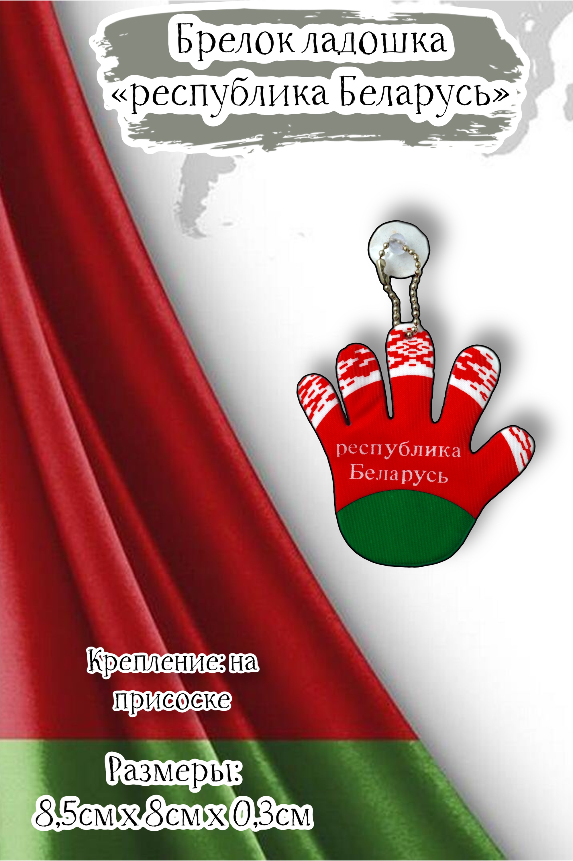 Вымпел на присоске "РУКА" флаг Белоруссии  малая 