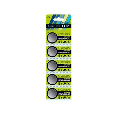 Батарейка CR2025-BL5 LITHIUM таблетка (автобрелки) 3V ERGOLUX /5/10