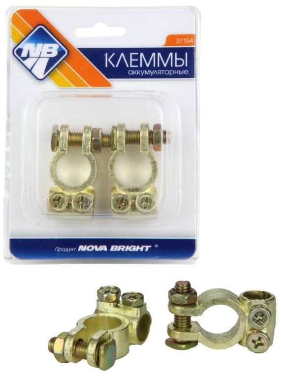 Клеммы аккумуляторные в блистере  - 2шт. Nova Bright 37154