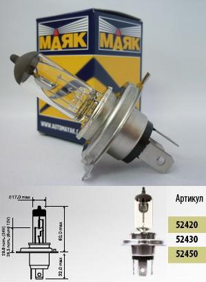 Автолампа Н4 Маяк 12-100/90 P43t, 10/100/400