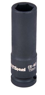 Головка ударная 15мм 6-гранная 1/2" удлиненная "AV Steel" AV-720115