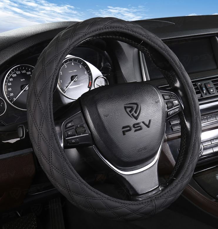 Оплетка на руль PSV RADIKAL (Черный/Отстрочка черная) 2XL, экокожа