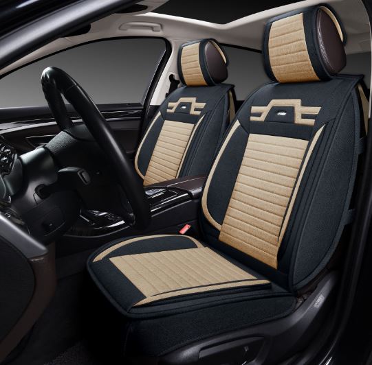 Накидки 3D PSV Krokus 2 FRONT (Черно-Бежевый). на передние сиденья, лен