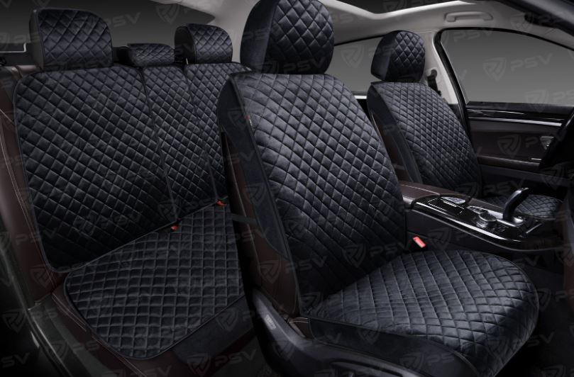 Накидки 3D PSV Kvadrat Next (Черный), комплект на весь салон, велюр