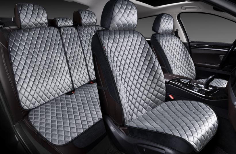 Накидки 3D PSV Romb Next (Черно-Серый), комплект на весь салон, велюр