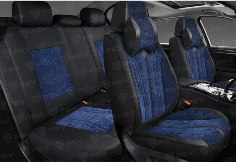 Накидки 5D PSV Grand (Черно-синий), комплект на весь салон