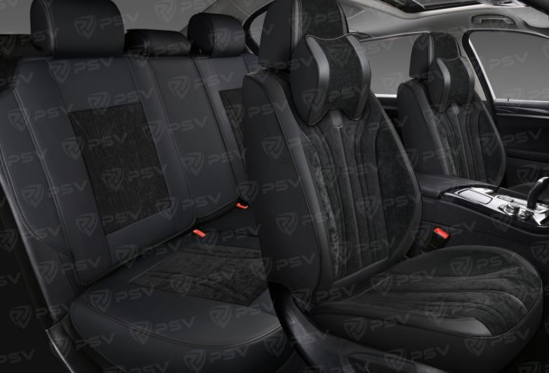 Накидки 5D PSV Grand (Черный/Отстрочка черная), комплект на весь салон