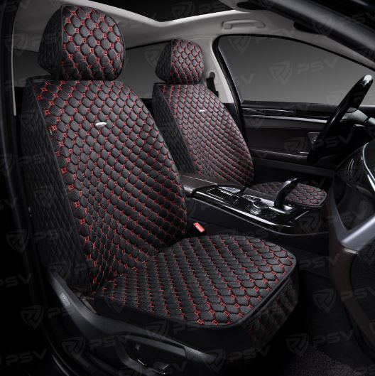 Накидки 5D PSV Twid 2 FRONT (Черный/Отстрочка красная), на передние сиденья, твид