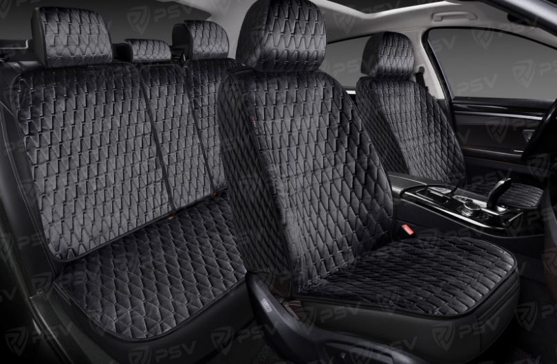 Накидки 5D PSV Velur Kub Next (Черный), комплект на весь салон, велюр