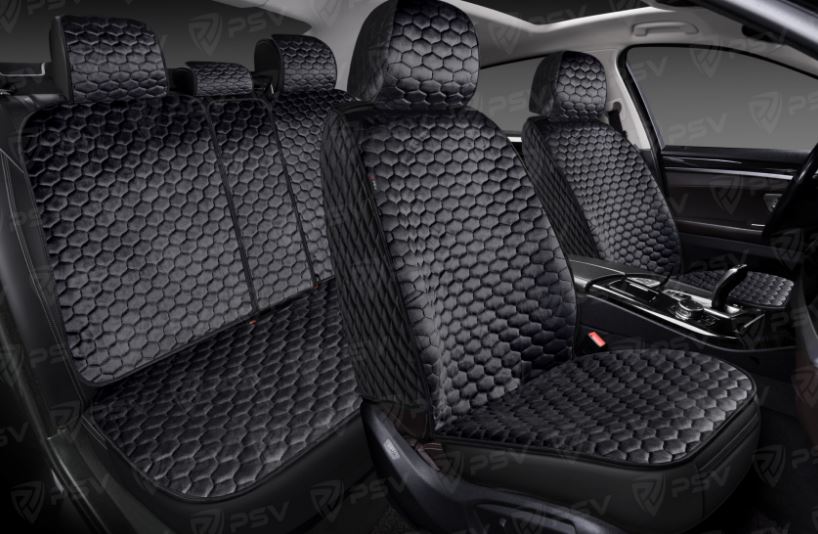 Накидки 5D PSV Velur Loto Next (Черный/Отстрочка черная), комплект на весь салон, велюр (НОВИНКА)