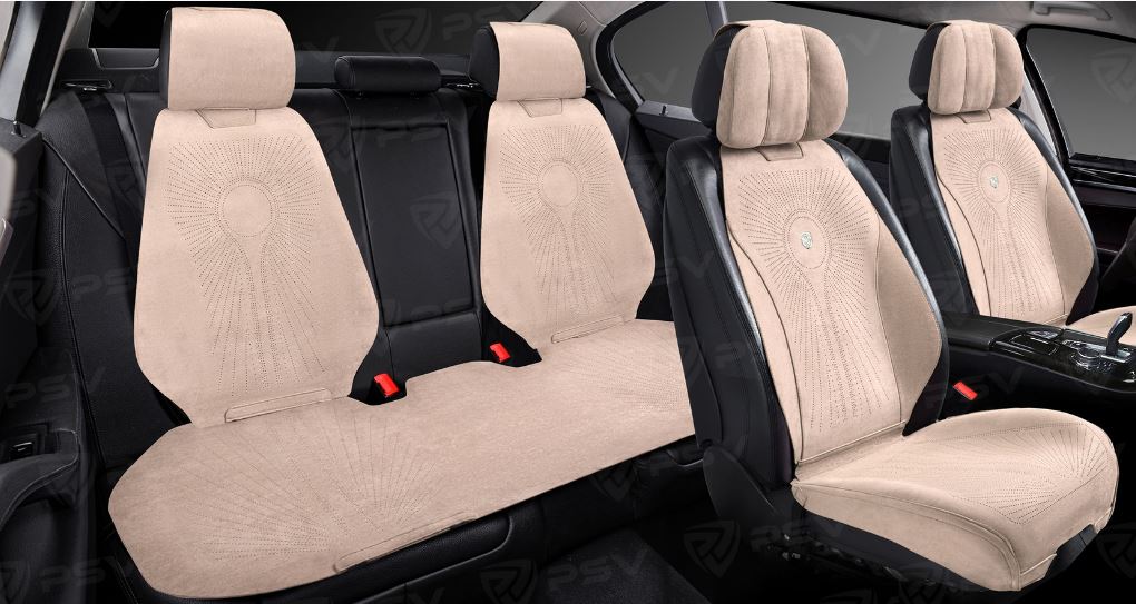 Накидки A001LK (Бежевый), комплект на весь салон, алькантара (НОВИНКА)