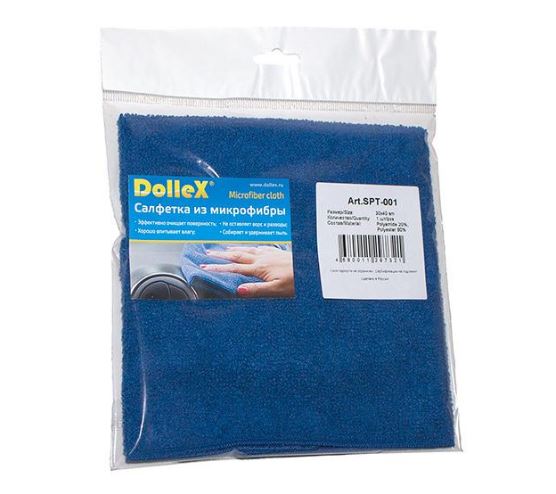 Салфетка из микрофибры (30х40 см) синяя DolleX SPT-001