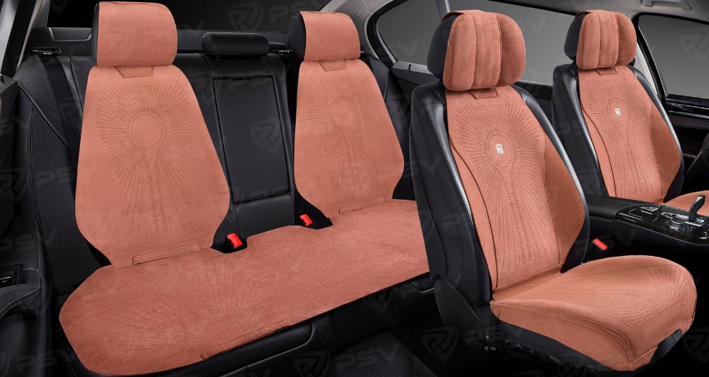 Накидки A001LK (Коричневый), комплект на весь салон, алькантара (НОВИНКА)